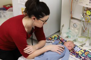 Mercy Hospital for Women midwife Jessica with baby Bea Frances